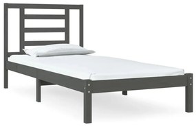 3104315 vidaXL Cadru de pat single, gri, 90x190 cm, lemn masiv de pin
