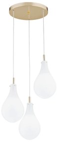 Lustra cu 3 Pendule sticla design decorativ OAKLAND alb/auriu