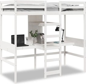 vidaXL Cadru pat supraetajat fără saltea alb 80x200 cm lemn masiv pin