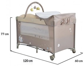 Patut pliant transformabil in tarc copii NOVOKIDS™ Sleepy NEST, 60X120 cm, 2 Niveluri, Masa infasat, Jucarie Carusel cu jucarii din plus, Fermoar