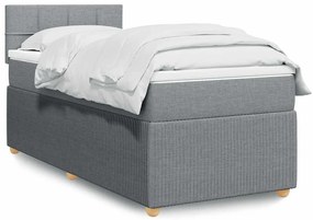 vidaXL Pat continental cu saltea, gri deschis, 80x200 cm, textil
