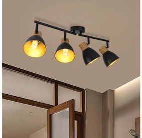 Brilagi - Plafonieră ODENSE cu 4 spoturi, 4xE14/10W/230V, lemn de cauciuc, negru