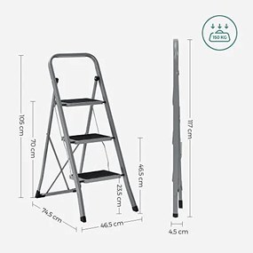 Scara, Songmics, Gri-Negru, 110x45x4.5 cm
