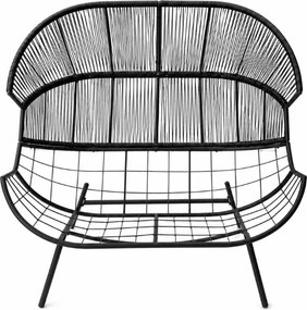 Canapea de gradina AURELO cu doua locuri 146 cm, neagra
