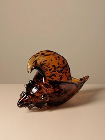 Decoratiune de masa, din sticla, in forma de scoica, H19cm, Leopard