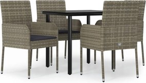 vidaXL Set mobilier grădină cu perne, 5 piese, negru și gri, poliratan