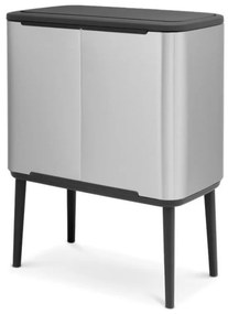 Cos pentru gunoi Brabantia Bo Touch 651115, 11+23 L, Inchidere usoara, Baza antiderapanta, Rezistent la amprente, Inox mat