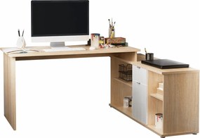 Birou DALTON 2 NEW VE 02, stejar sonoma/alb, PAL melaminat, 168x138x75