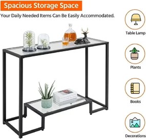 Consola Daria din sticla si metal culoare negru 100 cm