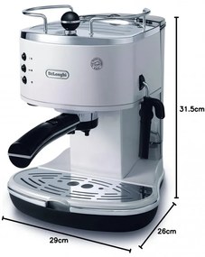 Espressor DeLonghi Icona ECO311.W, 1100W, 1.4l, 15 bar, Cafea macinata si E.S.E., Disc crema, Alb