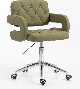 HR8403K Scaun Khaki Piele Ecologica Premium Soft cu Bază Cromata