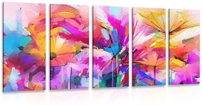 Tablou 5-piese flori colorate abstracte