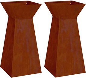 vidaXL Vază pe pilon 2 pcs Argintiu 35 x 35 x 73 cm