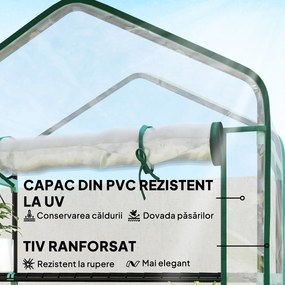 Outsunny Seră tip căsuță cu 5 niveluri, cu ușă rulabilă, din oțel și polietilenă, 90x49x193 cm, transparentă | Aosom Romania
