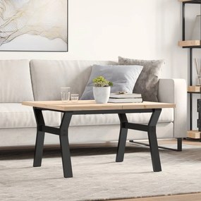 vidaXL Masă de cafea, cadru Y, 80x80x45,5 cm, lemn masiv pin și Oţel