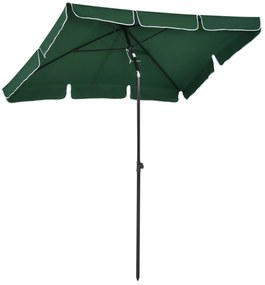 Outsunny Umbrelă pentru Grădină Dreptunghiulară, cu Inclinare Reglabilă și Stâlp din Aluminiu, 2x2.4m, Verde/Negru | Aosom Romania