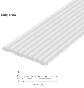Panou riflaj decorativ 3D din polimer rigid, model Dune - 13x1.2x250 cm