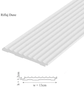 Panou riflaj decorativ 3D din polimer rigid, model Dune - 13x1.2x250 cm