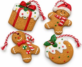 Set de 4 bucati ornamente de Craciun COOKIE CHRISTMAS 6 cm