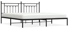 353543 vidaXL Cadru de pat metalic cu tăblie, negru, 193x203 cm