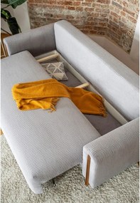 Canapea gri extensibilă/cu spațiu de depozitare cu tapițerie din catifea reiată 244 cm Arcadova – ELTAP