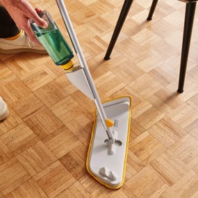 Mop cu pulverizator Joseph Joseph CleanTech 65004, 145 cm, Suport de perete, Gri