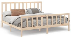Cadru de pat, Super King 6FT, 180x200 cm, lemn masiv de pin Maro, 180 x 200 cm