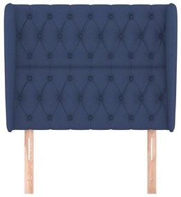 Tablie de pat cu aripioare, albastru, 103x23x118 128 cm, textil 1, Albastru, 103 x 23 x 118 128 cm