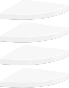 vidaXL Colțare suspendate, 4 buc., alb extralucios, 35x35x3,8 cm, MDF