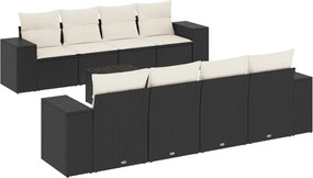 vidaXL Set mobilier de grădină cu perne, 9 piese, negru, poliratan