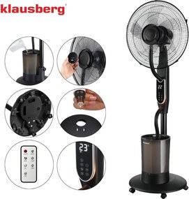 Ventilator cu picior Klausberg KB-9043, funcție de umidificare, 40 cm, negru