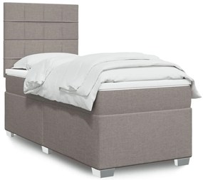 vidaXL Pat box spring cu saltea, gri taupe, 90x190 cm, textil