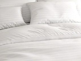 Lenjerie de pat din microfibra JASMINE alba - dunga 2 cm, buzunar hotelier Dimensiune lenjerie de pat: 70 x 90 cm | 140 x 220 cm