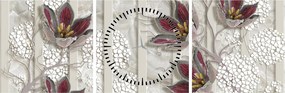 Tablou - Flori decorative (cu ceas) (90x30 cm)