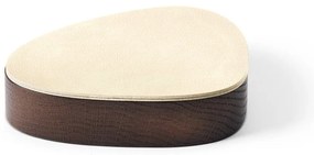Cutie de depozitare maro-crem din lemn și din piele ecologică cu capac, decorativă 14x12,5x3,5 cm Curve Nupo – LIND DNA