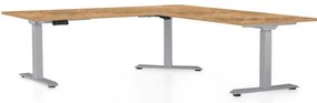 Masă înălțime reglabilă OfficeTech Angle, 180 x 200 cm, picioare gri, stejar auriu