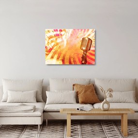 Tablou pe sticlă - Microfon retro (70x50 cm)
