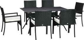 Outsunny Set de 7 Piese din Ratan pentru Luat Masa, Set de Mese | Aosom Romania