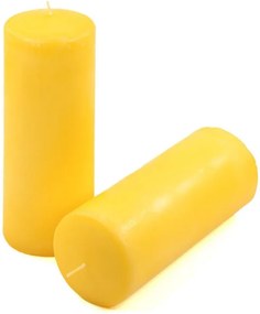 Set de lumânări tip pilon, 20 cm, Ø 7,5 cm, galben, 2 buc