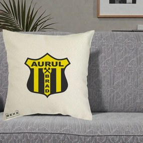 Perna Personalizata Aurul Brad Fotbal, 40x40 cm, Ecru, Husa Detasabila, Perna Inclusa, BEKZ®