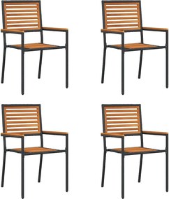 vidaXL Scaune de grădină stivuibile 4 pcs Maro și negru