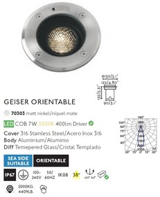 Spot LED orientabil / incastrabil de exterior pentru pavaj 13cm GEISER 7W