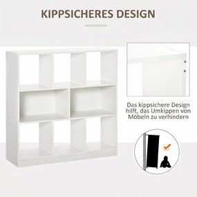 HOMCOM Bibliotecă Raft cu 8 Compartimente, Bibliotecă Modernă pentru Camera de Zi, Dormitor, Birou, 97.5x30x100 cm, Alb | Aosom Romania