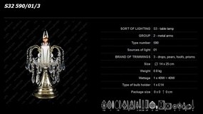 Veioza, lampa de masa LUX cristal Bohemia S32 590/01/3