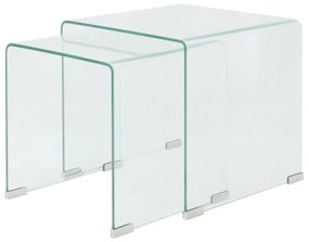 244191 vidaXL Set de masă din sticlă securit transparentă, stivuibil, 2 piese