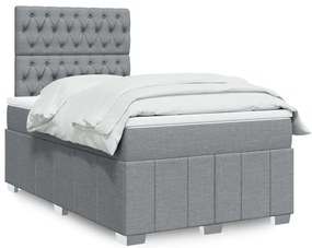 vidaXL Pat box spring cu saltea, gri deschis, 120x190 cm, textil