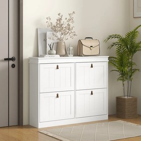 HOMCOM Zapatero Estrecho con 4 Puertas Abatibles y Estantes Ajustables para 20 Pares de Zapatos con Antivuelco 105x24x82,5 cm | Aosom Romania