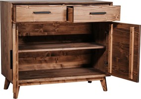 Bufet lemn masiv Timeless 2 Sertare 2 Uși Whisky, 98 × 45 × 85 cm
