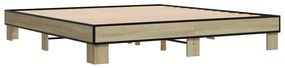 3280228 vidaXL Cadru de pat, stejar sonoma, 160x200cm, lemn prelucrat și metal