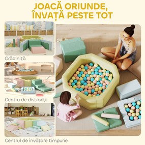 AIYAPLAY Set 15 Blocuri de Construcții Moi Modulabile pentru Copii cu 200 de Mingi pentru Uz Intern, Multicolor | Aosom Romania